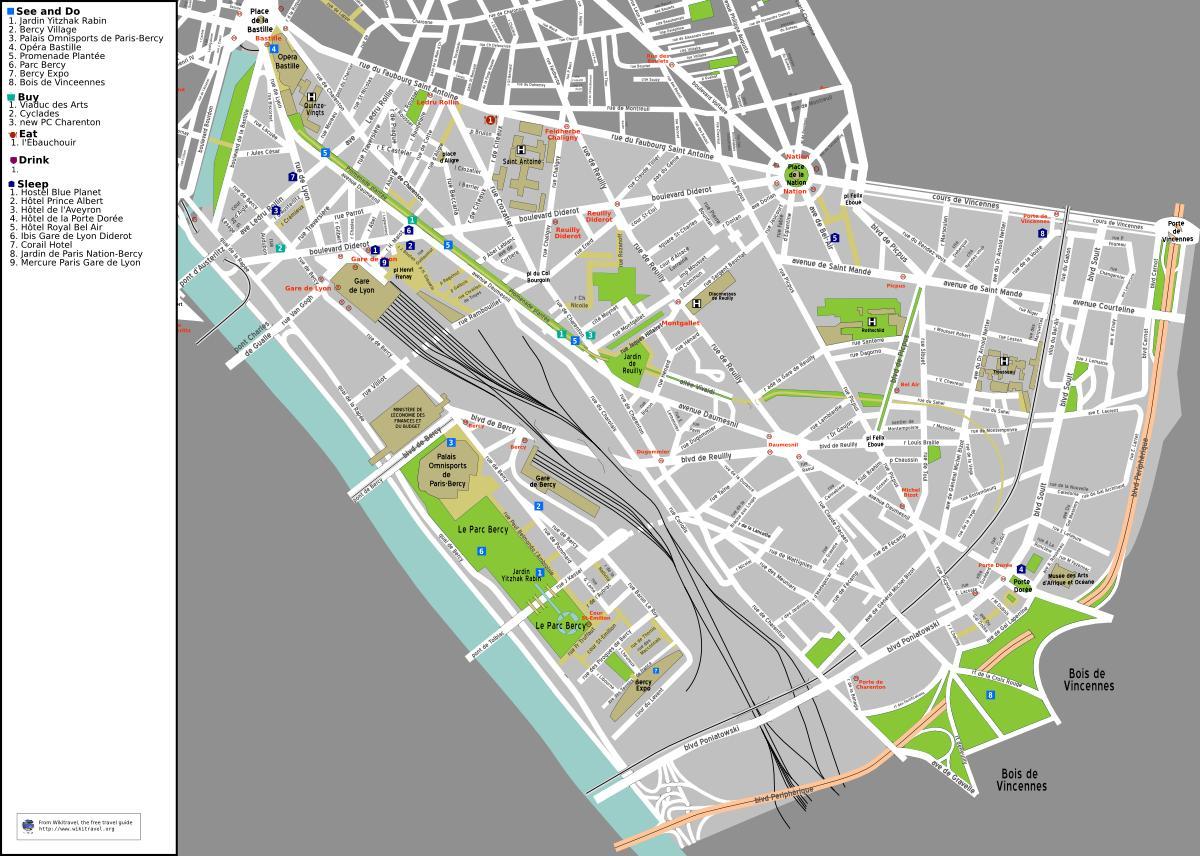 Žemėlapis 12 arrondissement Paryžiaus