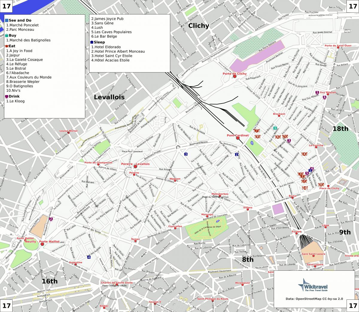 Žemėlapis 17 arrondissement Paryžiaus