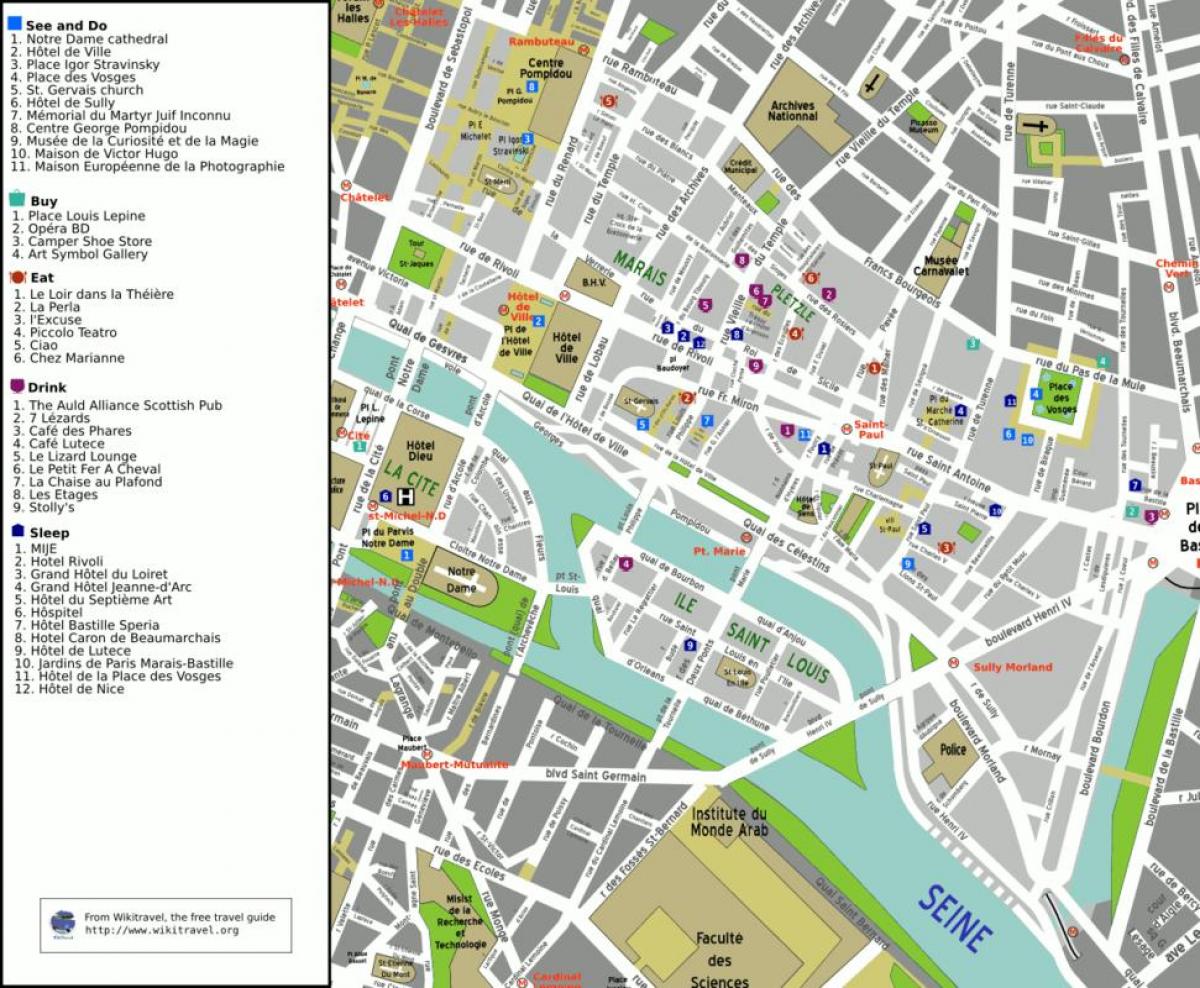 Žemėlapis 4 arrondissement Paryžiaus