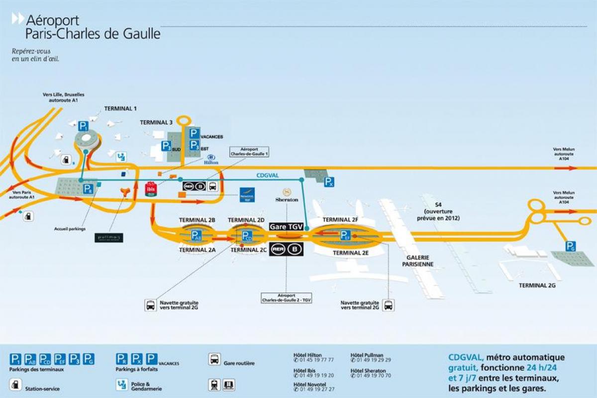 Žemėlapis Charles de Gaulle oro uostas