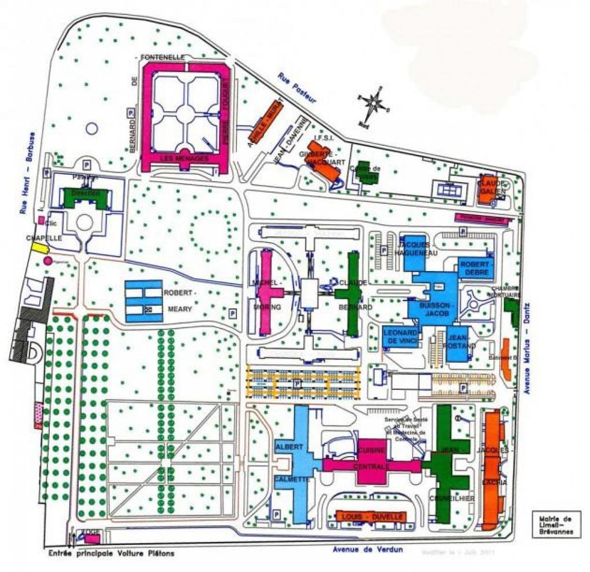Žemėlapis Emile-Roux ligoninėje