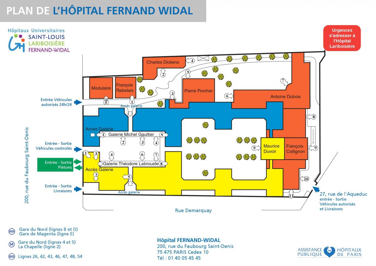 Žemėlapis Fernand-Widal ligoninėje