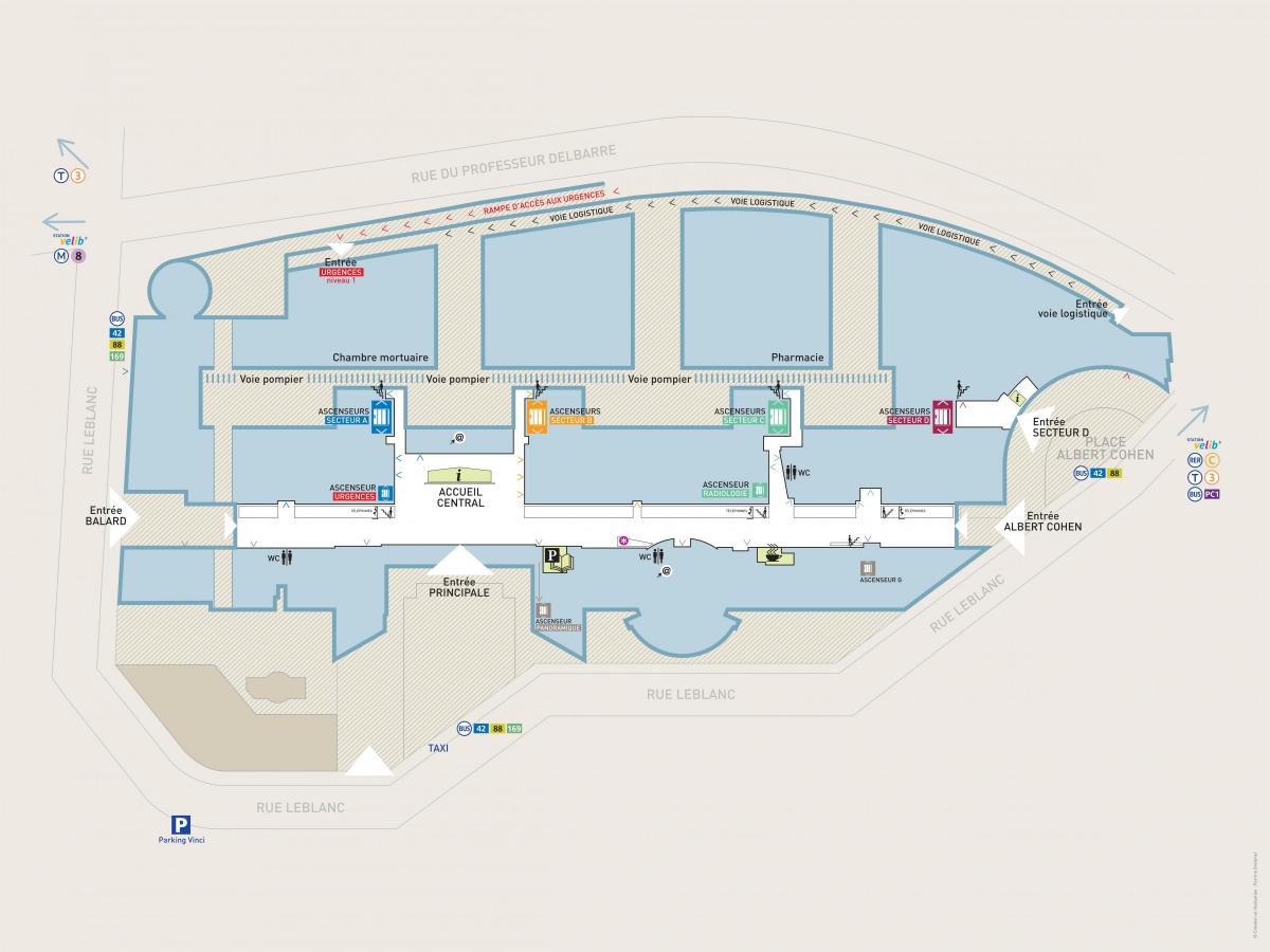 Žemėlapis Georges-Pompidou ligoninėje