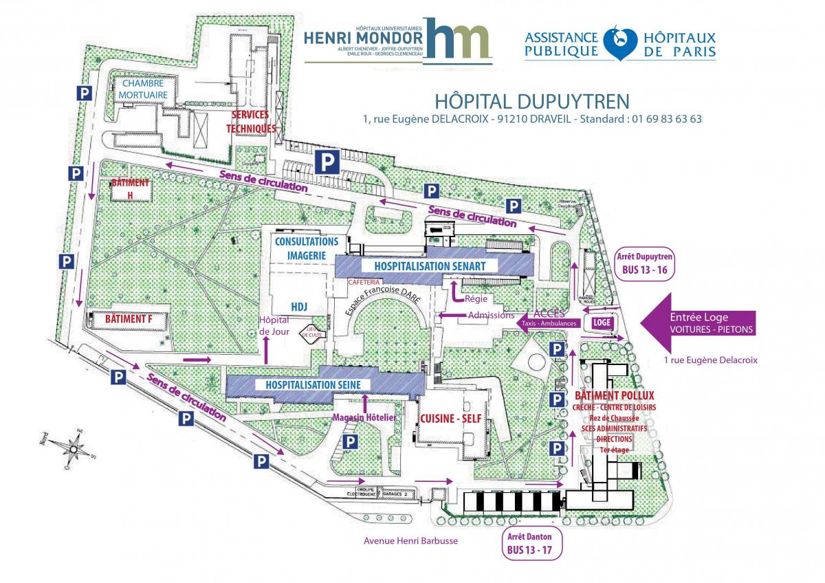 Žemėlapis Joffre-Dupuytren ligoninėje