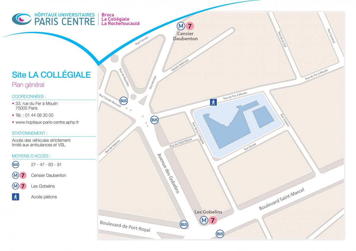 Žemėlapis La Collégiale ligoninėje