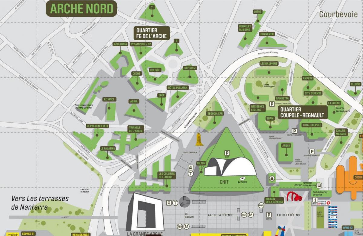 Žemėlapis La Défense Šiaurės Arche