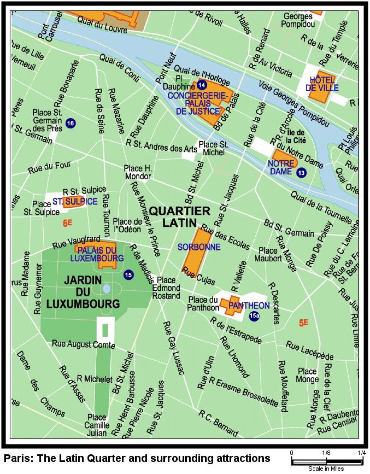 Žemėlapis Paryžiaus lotynų kvartalo