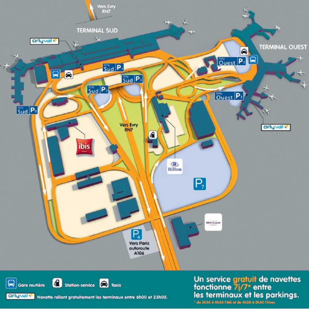 Žemėlapis Orly oro uostas