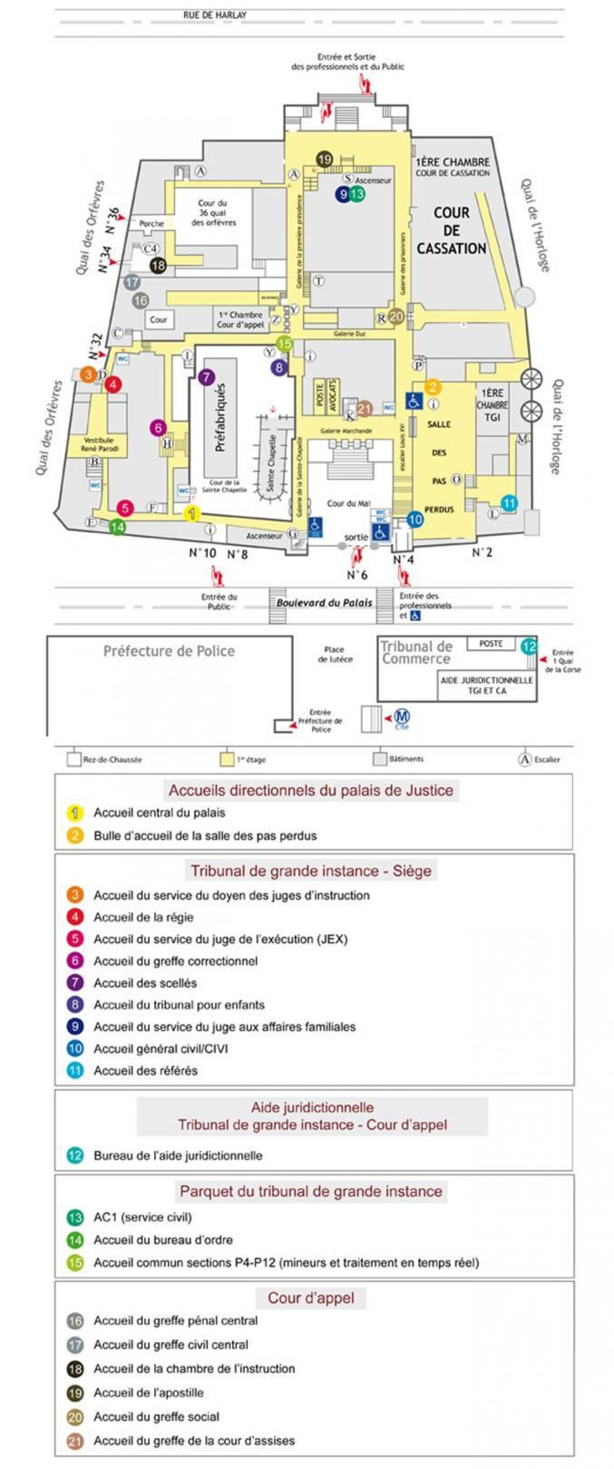 Žemėlapis Palais de Justice Paryžiuje