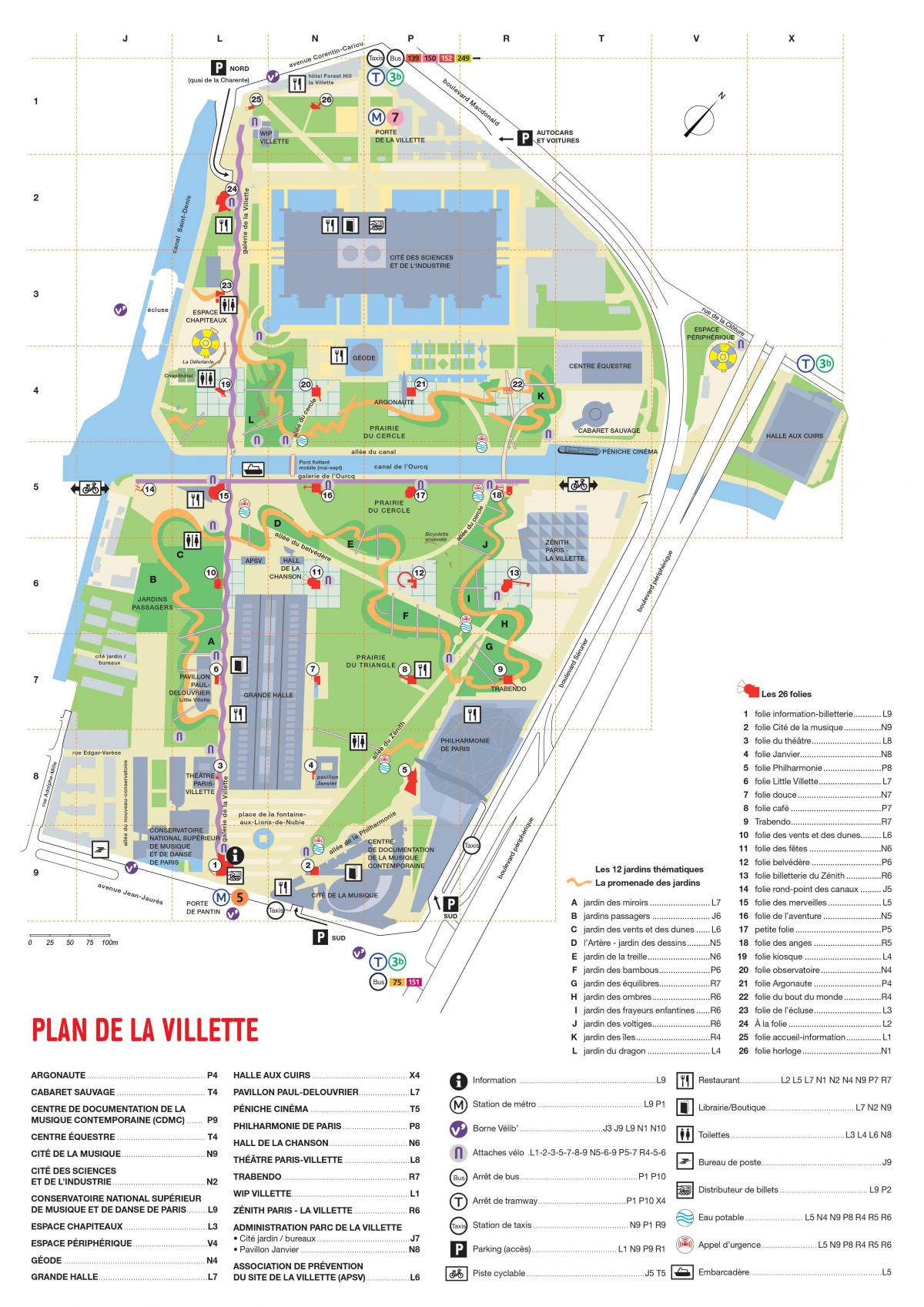 Žemėlapis Parc de la Villette