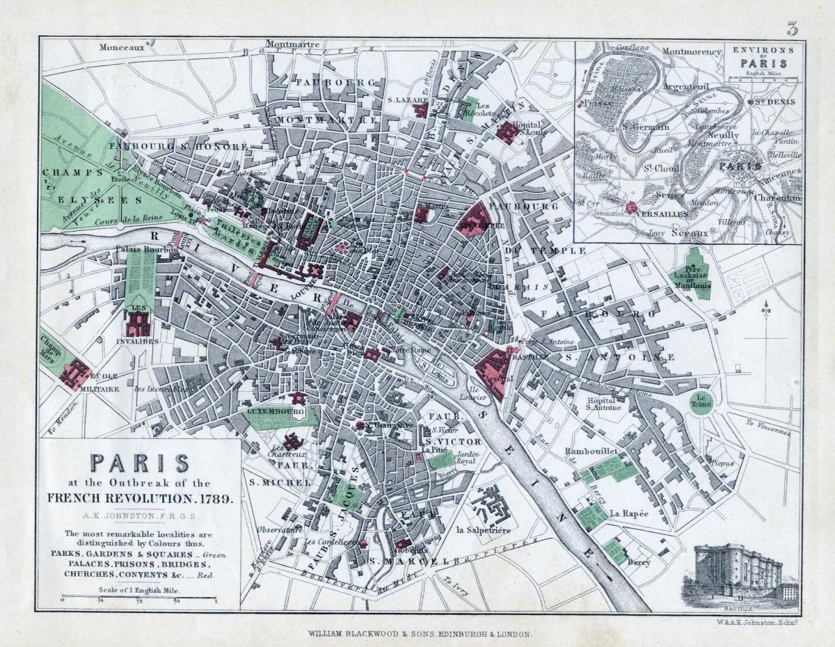 Žemėlapis Paryžiaus 1789