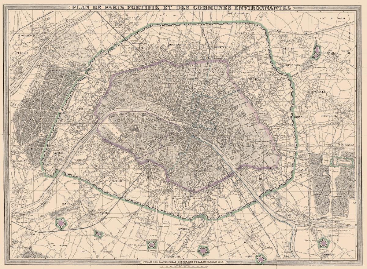 Žemėlapis Paryžiaus 1850