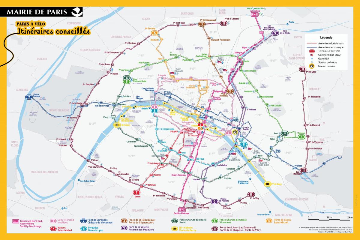 Žemėlapis Paryžiaus bike ride