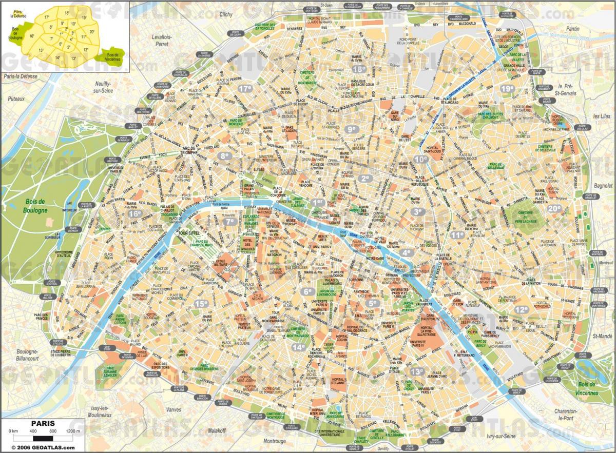 Žemėlapis Paryžiaus Gatvėmis