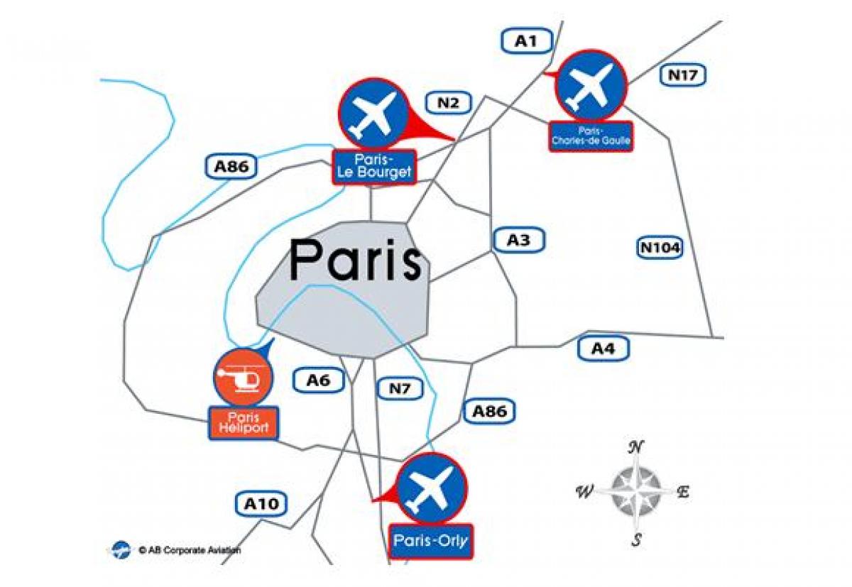 Žemėlapis Paryžiaus oro uostas