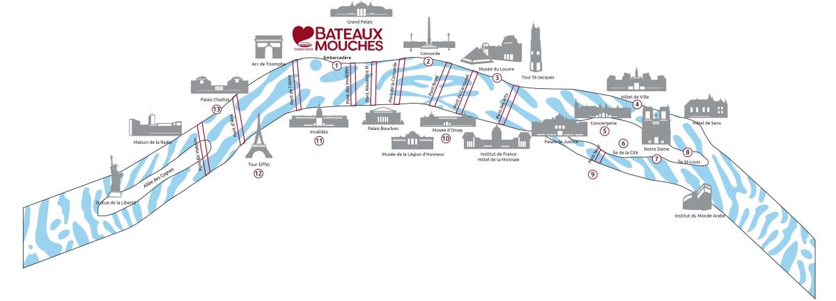 Žemėlapis Paryžiaus skristi valtys
