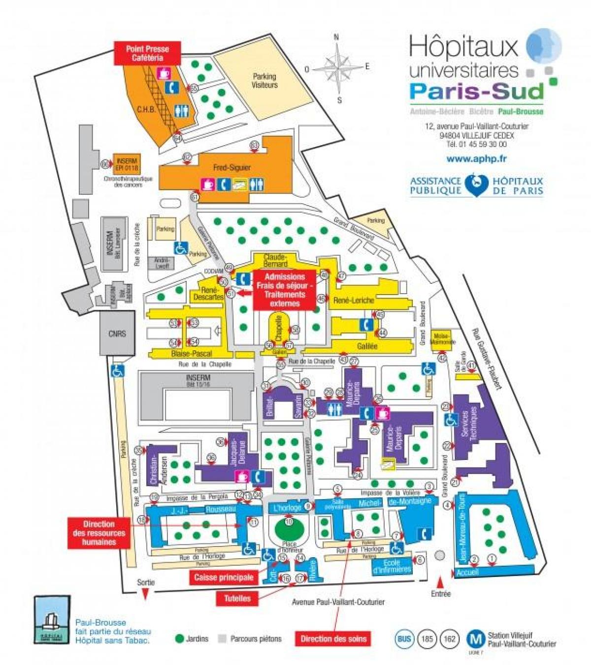 Žemėlapis Paulius-Brousse ligoninėje