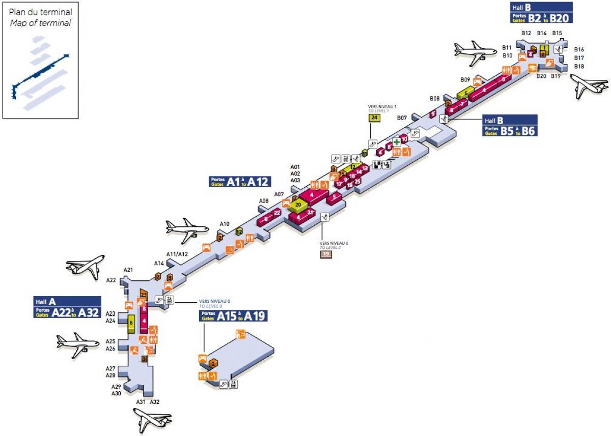 Žemėlapis Pietų Orly oro uostas