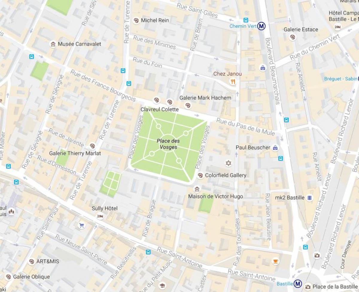 Žemėlapis Place des Vosges