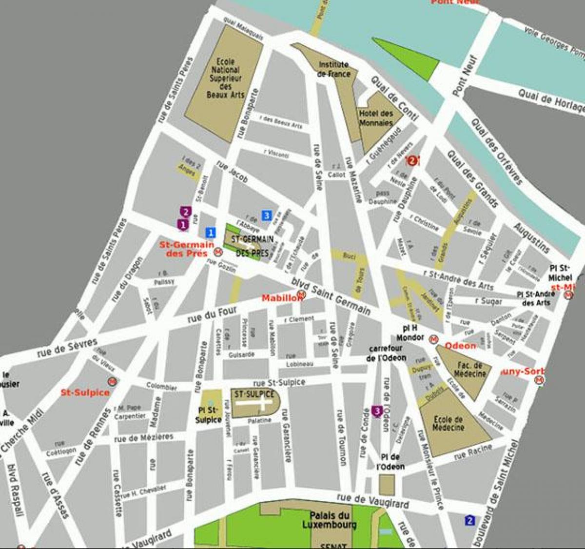 Žemėlapis Rajono Saint-Germain-des-Pres