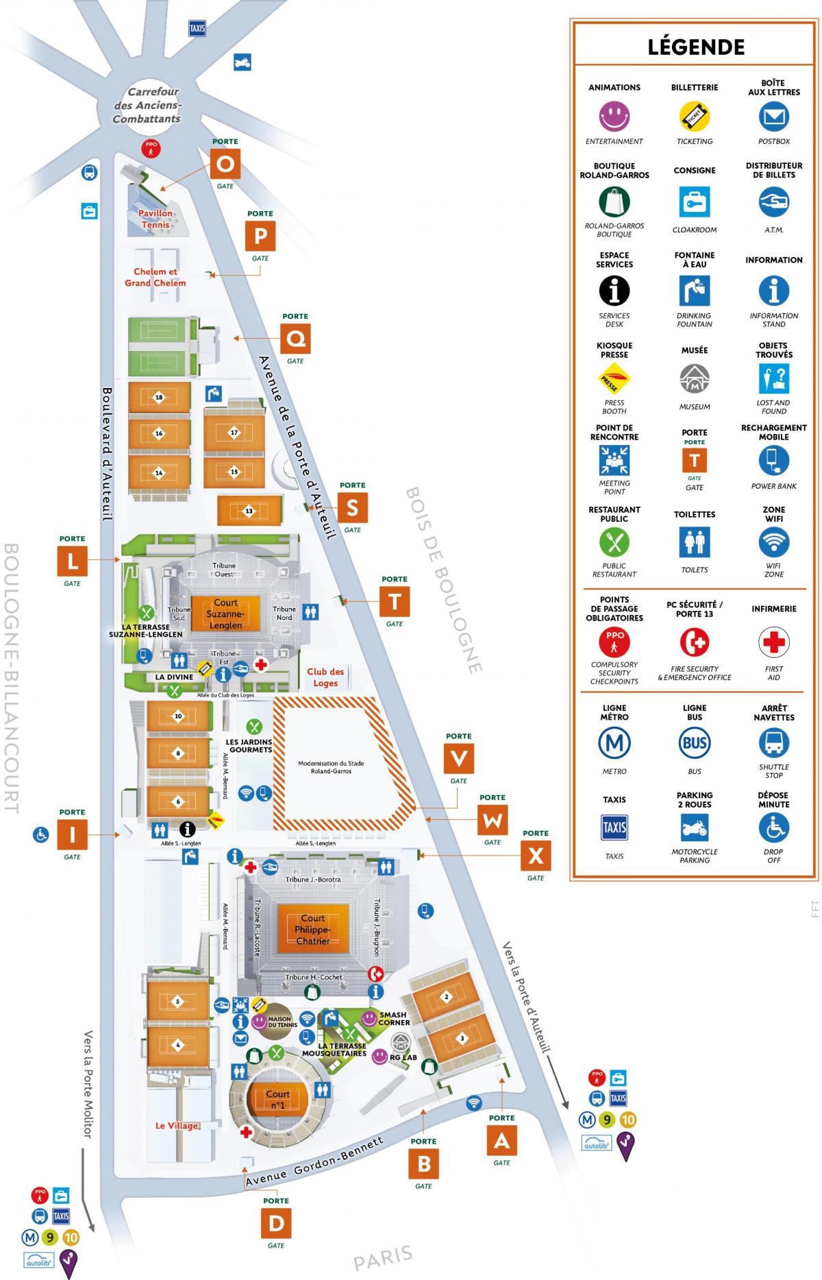 Žemėlapis Roland Garros