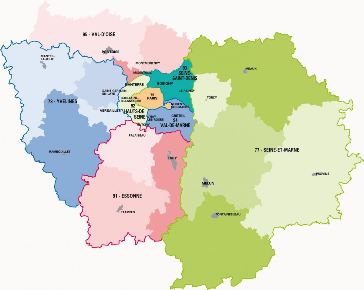 Žemėlapis iš région parisienne