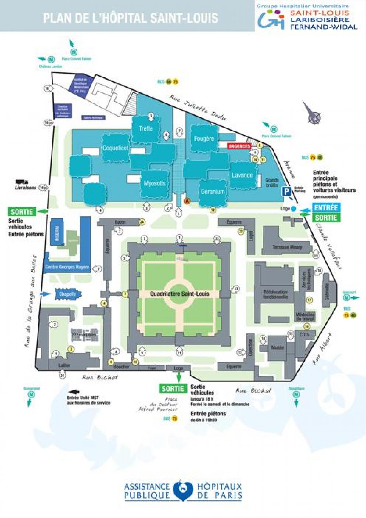 Žemėlapis Saint-Louis ligoninės