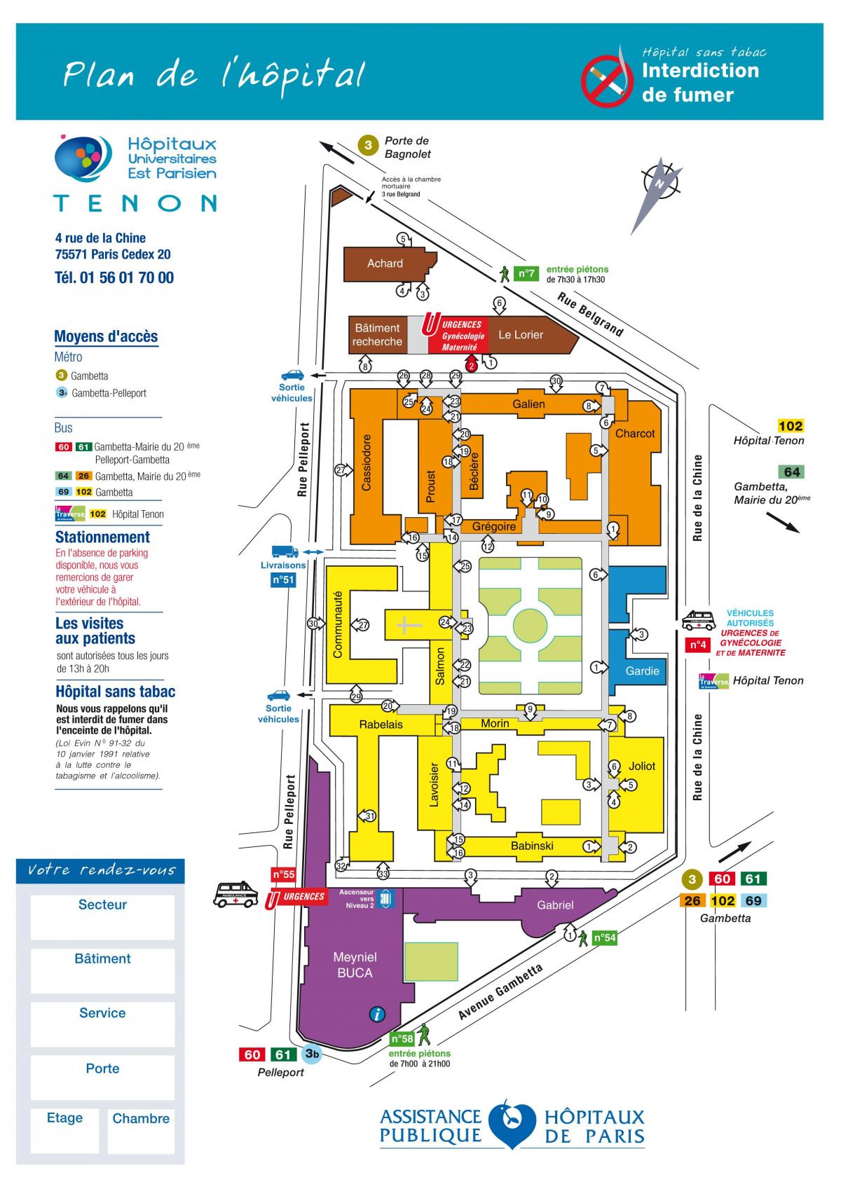 Žemėlapis Tenon ligoninėje