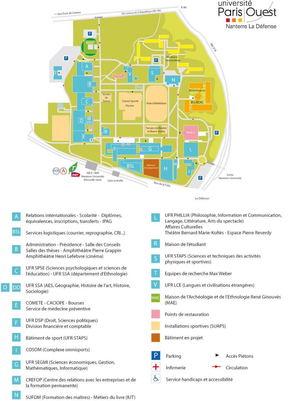 Žemėlapis Nanterre Universitetas