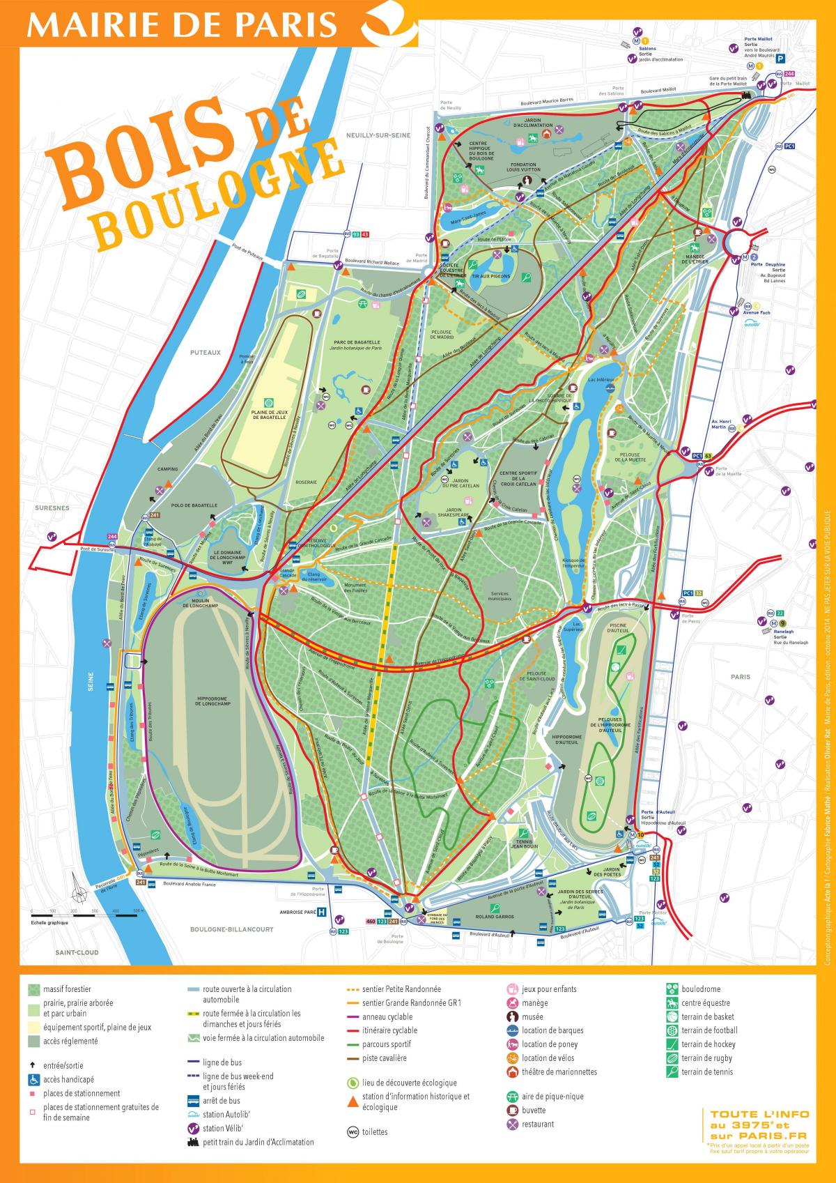 Žemėlapis Bois de Boulogne