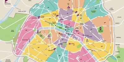 Žemėlapis lankytinų vietų Paryžiuje