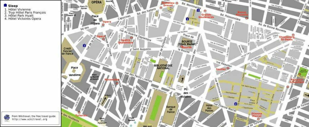 Žemėlapis 2 arrondissement Paryžiaus