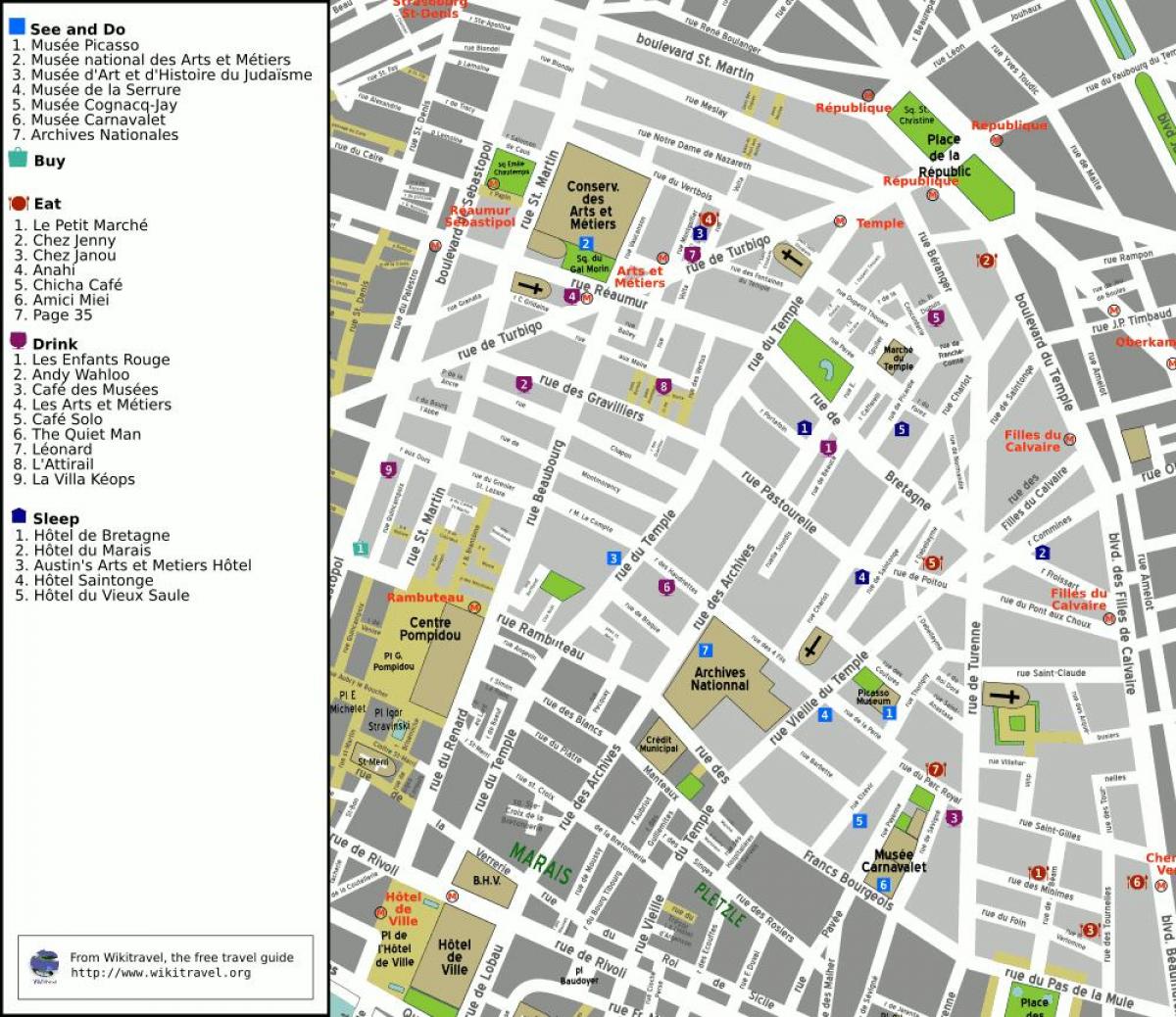 Žemėlapis 3 arrondissement Paryžiaus