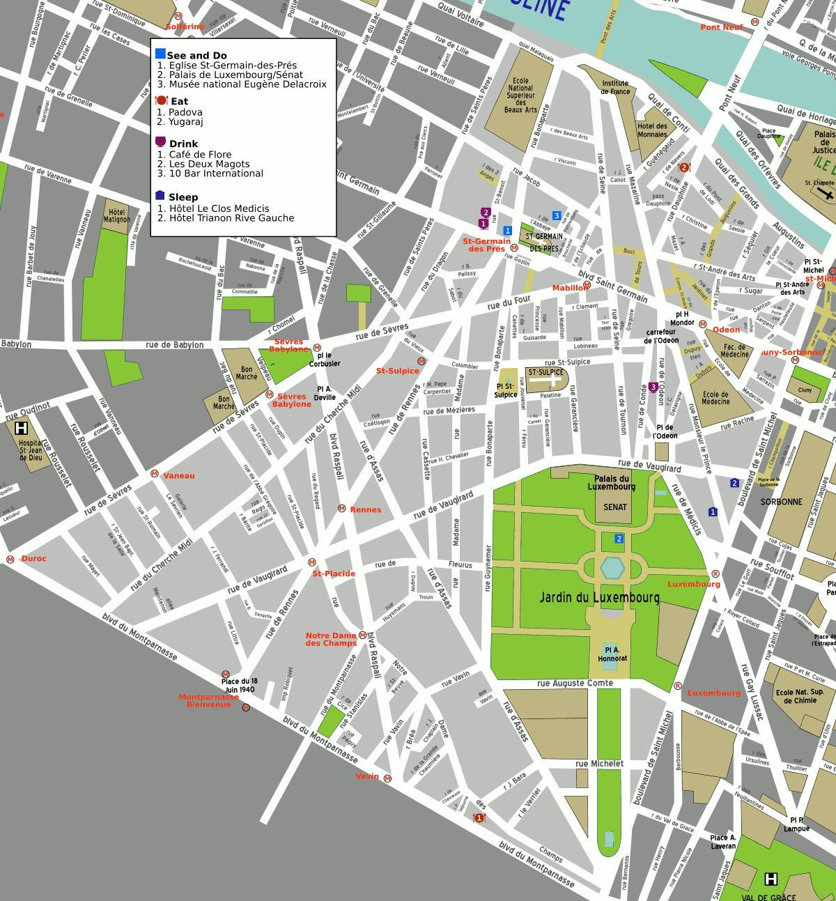 Žemėlapis 6 arrondissement Paryžiaus