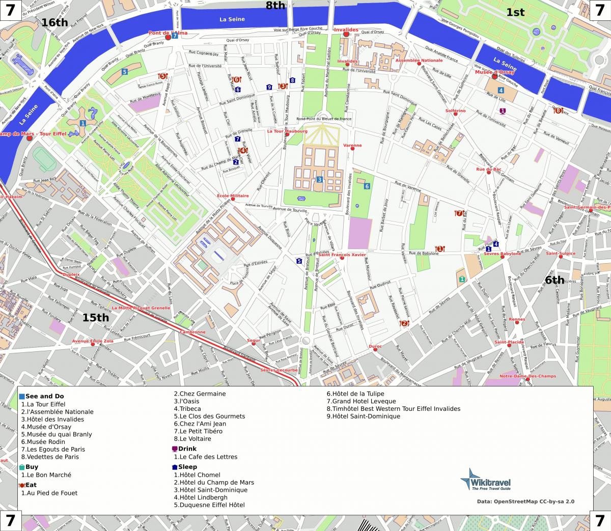 Žemėlapis 7. arrondissement Paryžiaus
