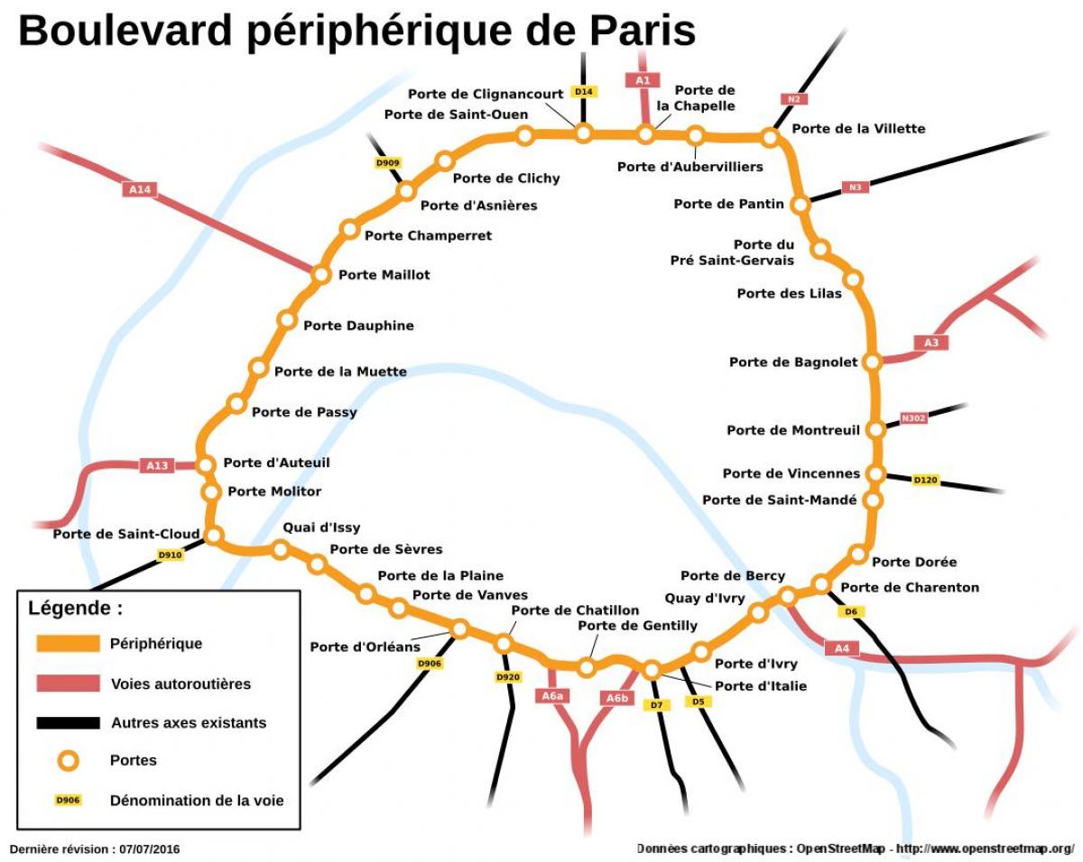 Žemėlapis Boulevard Périphérique