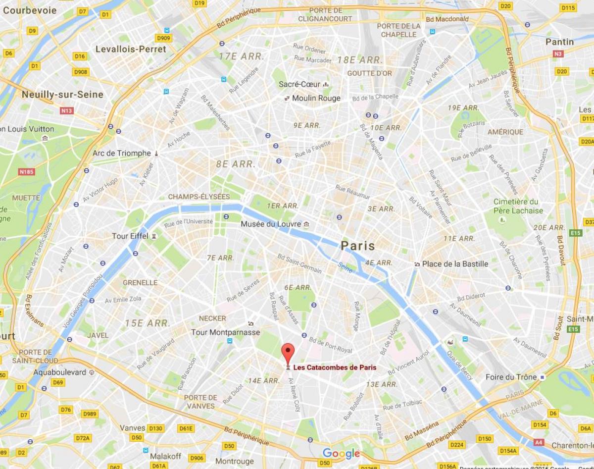 Žemėlapis Katakombos Paryžius