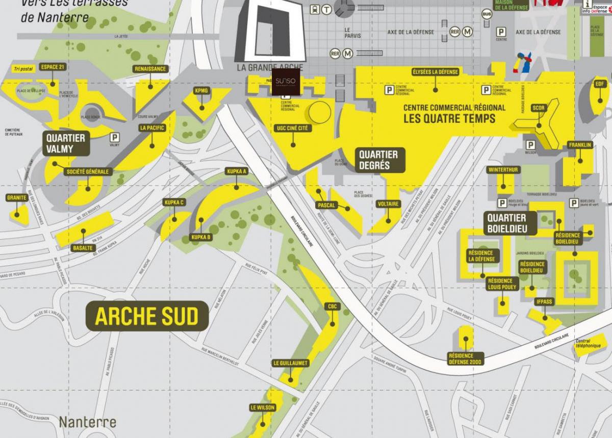Žemėlapis La Défense Pietų Arche