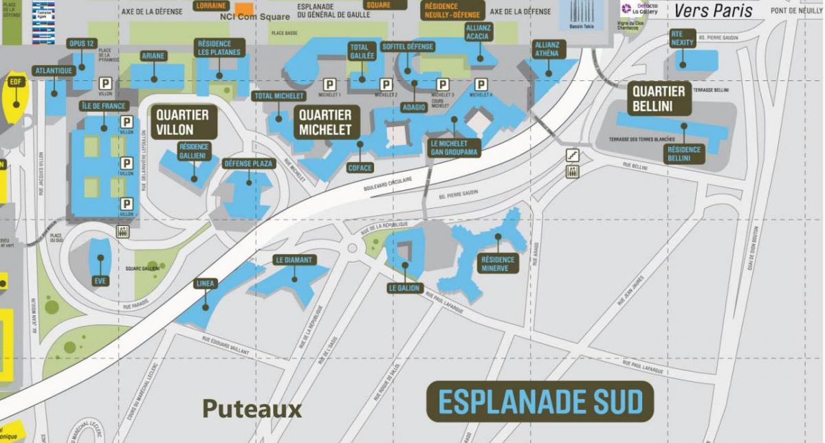 Žemėlapis La Défense Pietų Esplanade