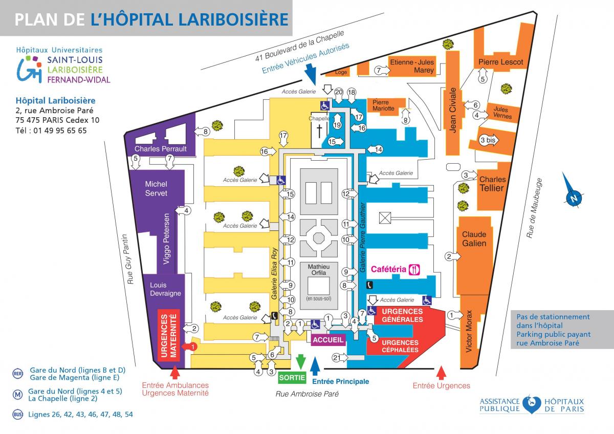 Žemėlapis Lariboisiere ligoninėje