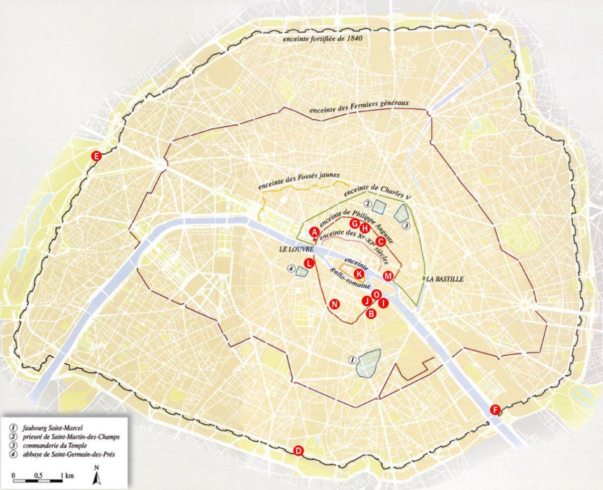 Žemėlapis Miesto sienos Paryžiuje