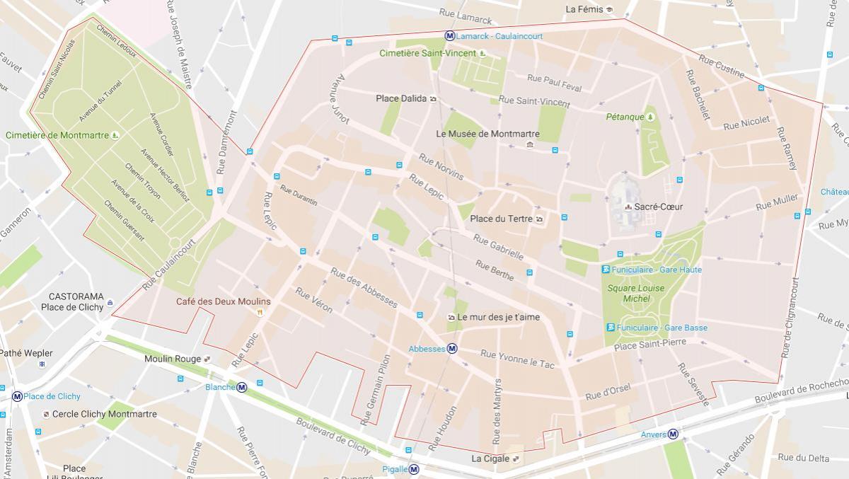 Žemėlapis Montmartre