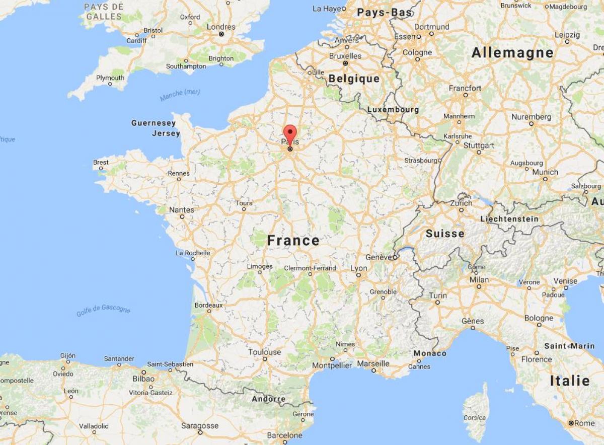 Žemėlapis paryžiuje Prancūzijos žemėlapyje