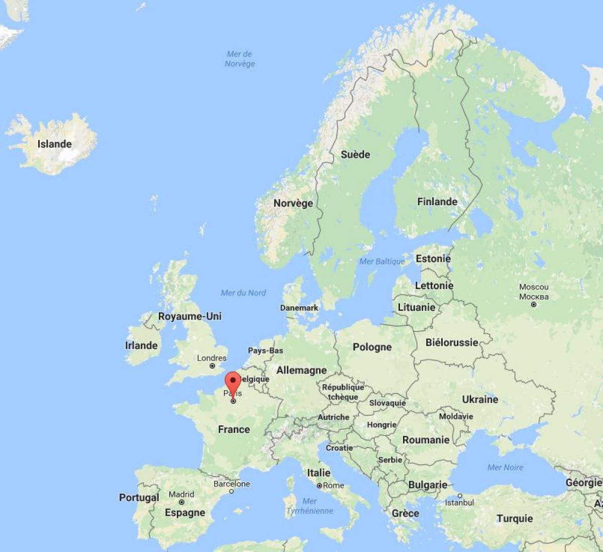 Žemėlapis paryžiaus ant Europos žemėlapio