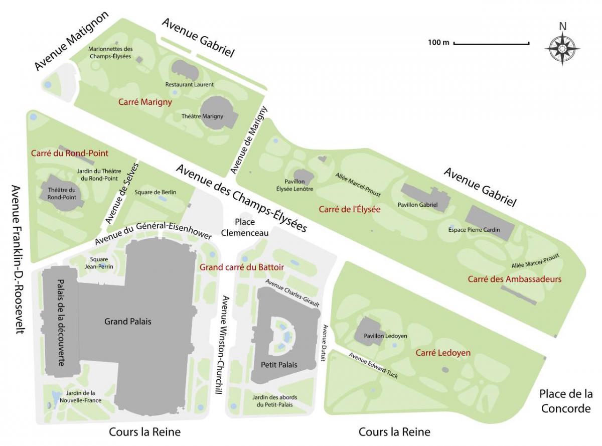 Žemėlapis Jardin des Champs-Elysées