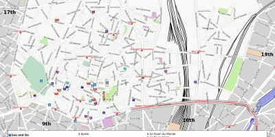 Žemėlapis 18 arrondissement Paryžiaus