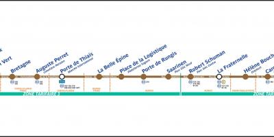 Žemėlapis Paryžiaus Tramvajaus T7