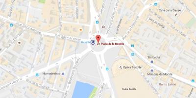 Žemėlapis Place de la Bastilijos